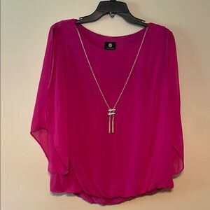JM Collection Pink Relaxed Dolman Sleeve Blouse Women Size M